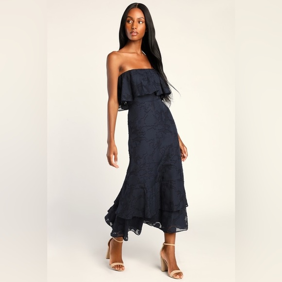 New Lulu’s Love You So Truly White Burnout Floral Strapless Midi Dress XS spring - Picture 5 of 10